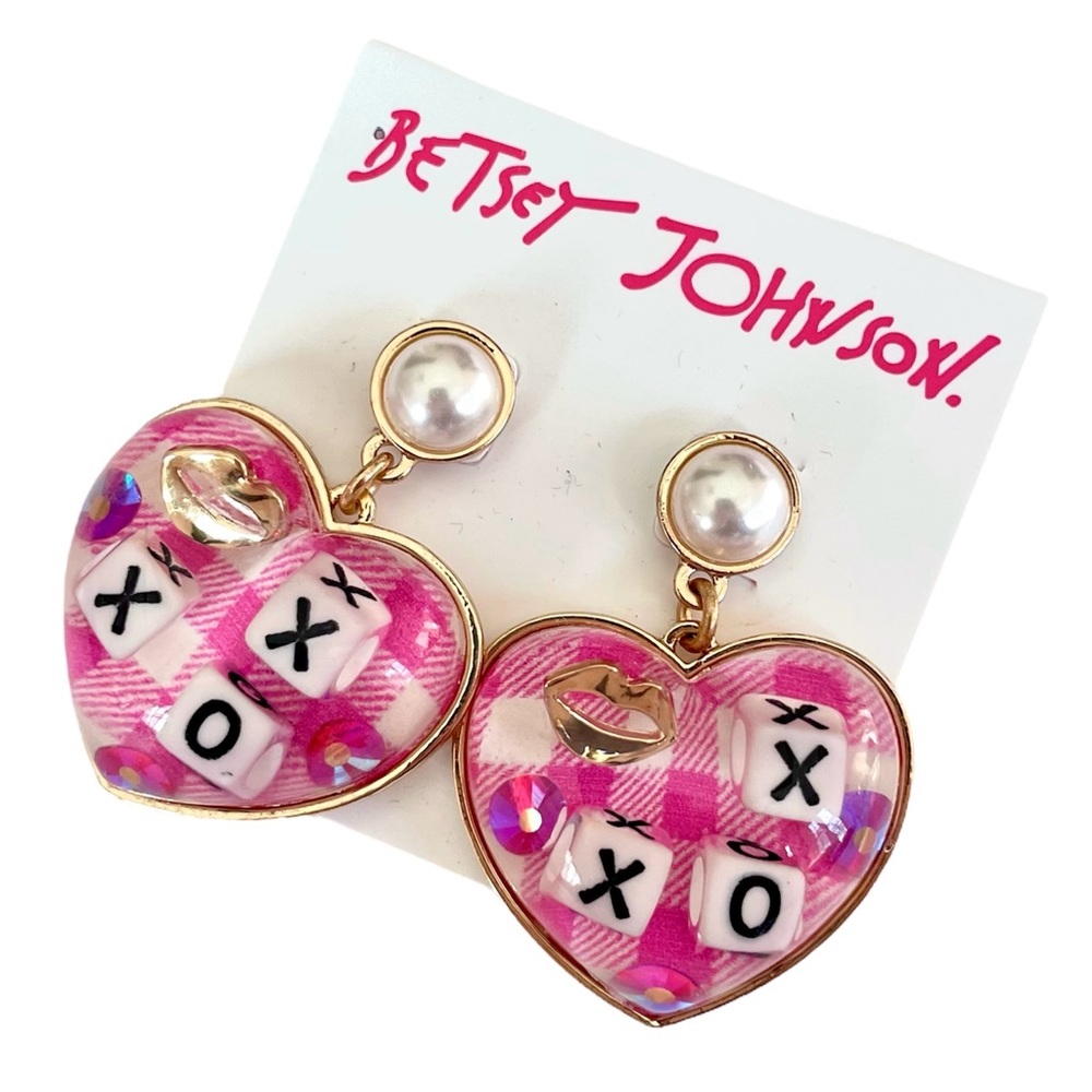 🌀Betsey Johnson Gingham Heart XOX Earrings